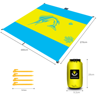 Large Printed Outdoor Waterproof Beach Blanket Sand Free Pocket Picnic Mat Foldable Camping Mat