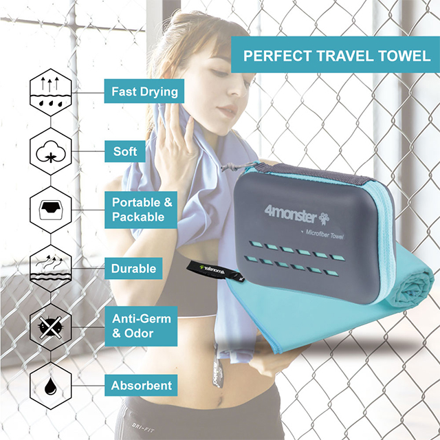 New Design EVA Case Microfiber Suede Gym Towel OEM Factory