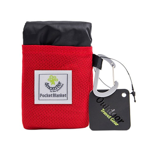 Packable polyester pocket blanket for outdoor picnic oem factory